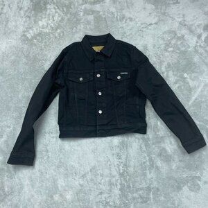 Calvin Klein Womens Black Denim Jacket Size Small Cropped Fit d0244